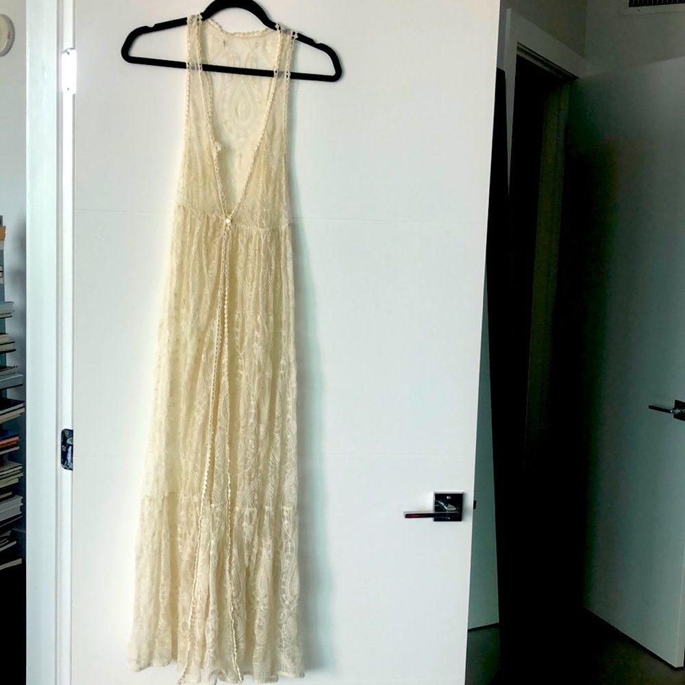 Zara long lace cream cover up size S